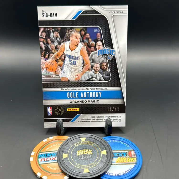 Cole Anthony Auto 14/49 Signatures Blue Choice 2024-25 Panini Prizm Orlando Magic