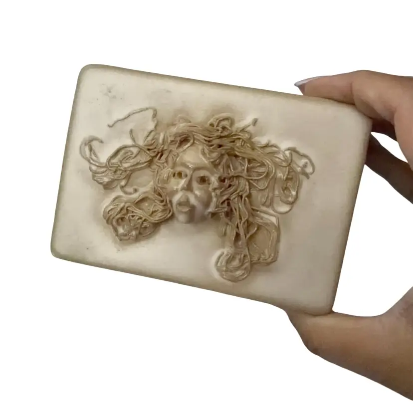 Nan Kirstein Lady Hair Art Nouveau Pottery Trinket Box *read