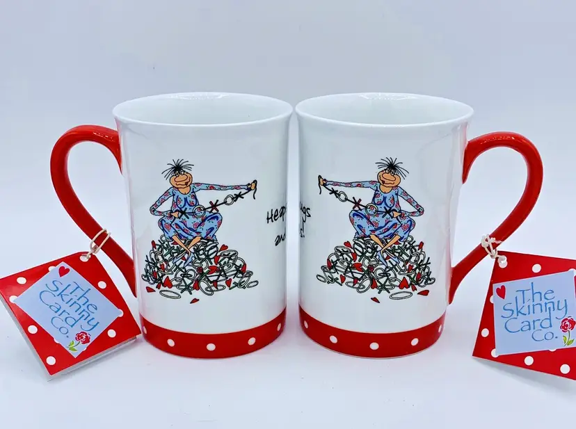 NWT Russ Sarah Boddy Bods Mugs Heaps of Hugs and Kisses Valentine's Set Of 2