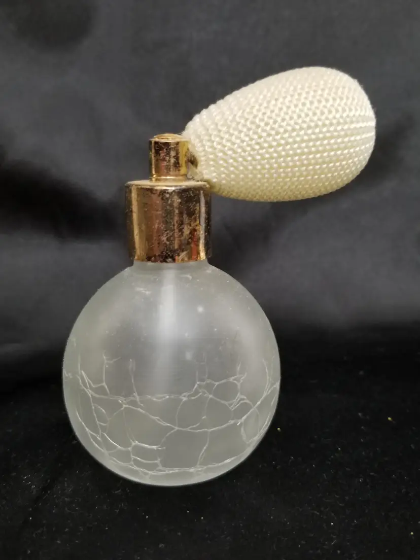 Vintage Frosted Crackle Glass Perfume Atomizer