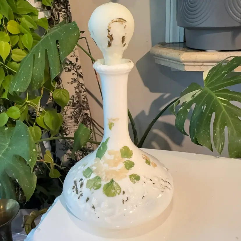 Antique Victorian Milk Glass Vanity Decanter