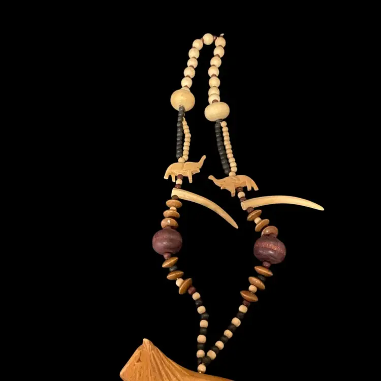Vintage Hand-crafted African Tribal Wooden Necklace