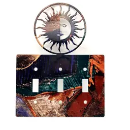 22 - Shining Sun Triple Light Switch Plate Steel.