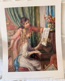 Vintage Art Print TWO YOUNG GIRLS AT THE PIANO Pierre-Auguste Renoir French