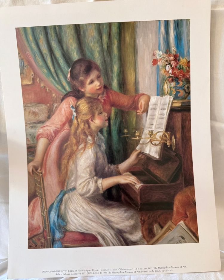 Vintage Art Print TWO YOUNG GIRLS AT THE PIANO Pierre-Auguste Renoir French