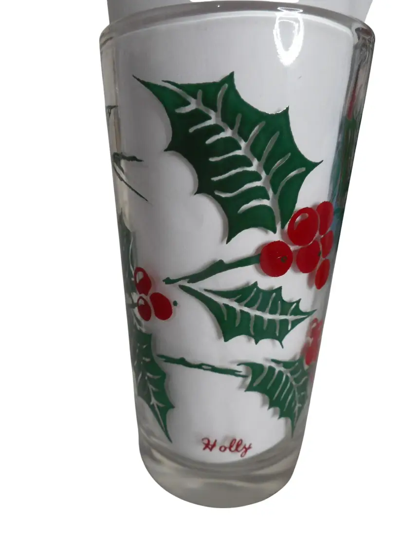 Vintage MCM Peanut Butter Drinking Juice Glass Tumbler Holly Estate find 5" #11