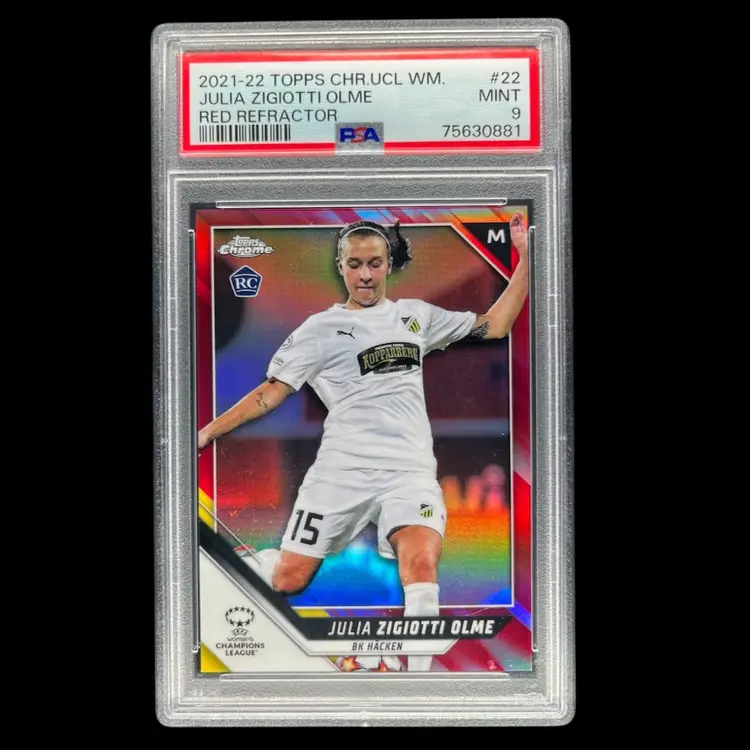 Julia Zigiotti Olme 2021/22 Topps Chrome UWCL Red /5 PSA 9 Soccer Card