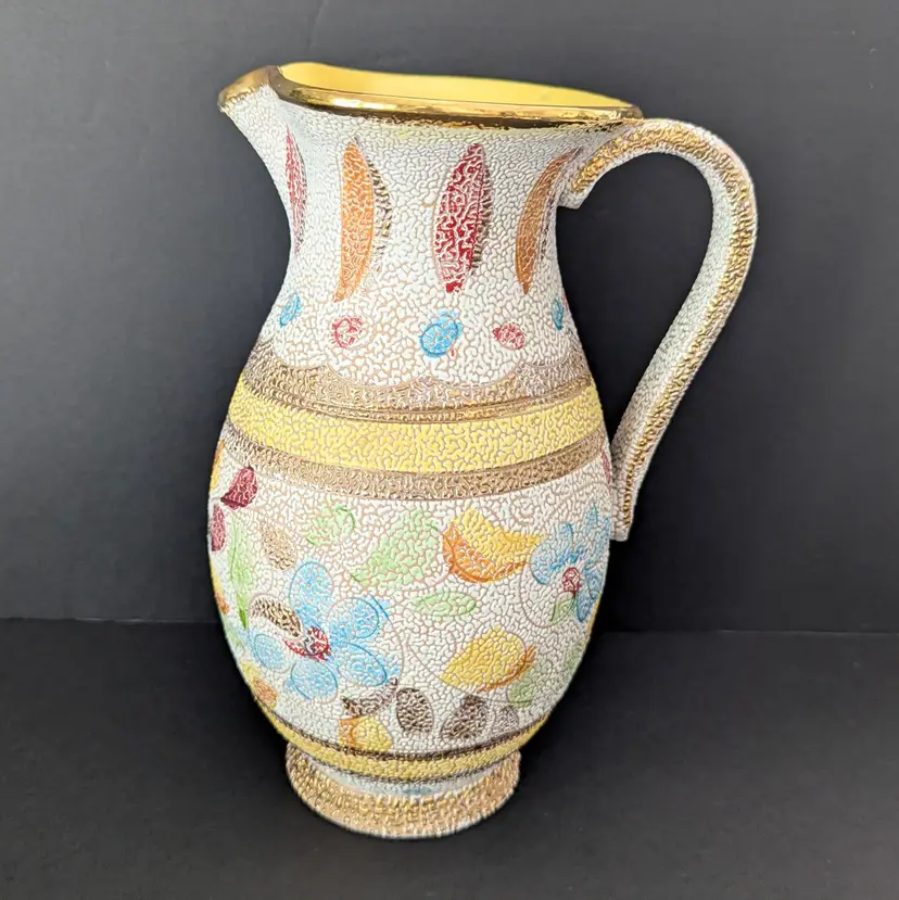 Vtg Mid Century Fratelli Fanciullacci Textured Italian Pottery Pitcher 10" High