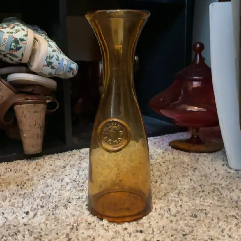 Made In Italy Amber Glass Bottle Vase