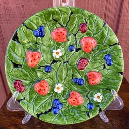 Pat Wade Design, Berries & Flowers, 1990 CBK, Ltd.  7.5" Round Decorative Plates (qty 2).