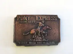 Western Theme Bronze Belt Buckle Pony Express Men's Accessories
