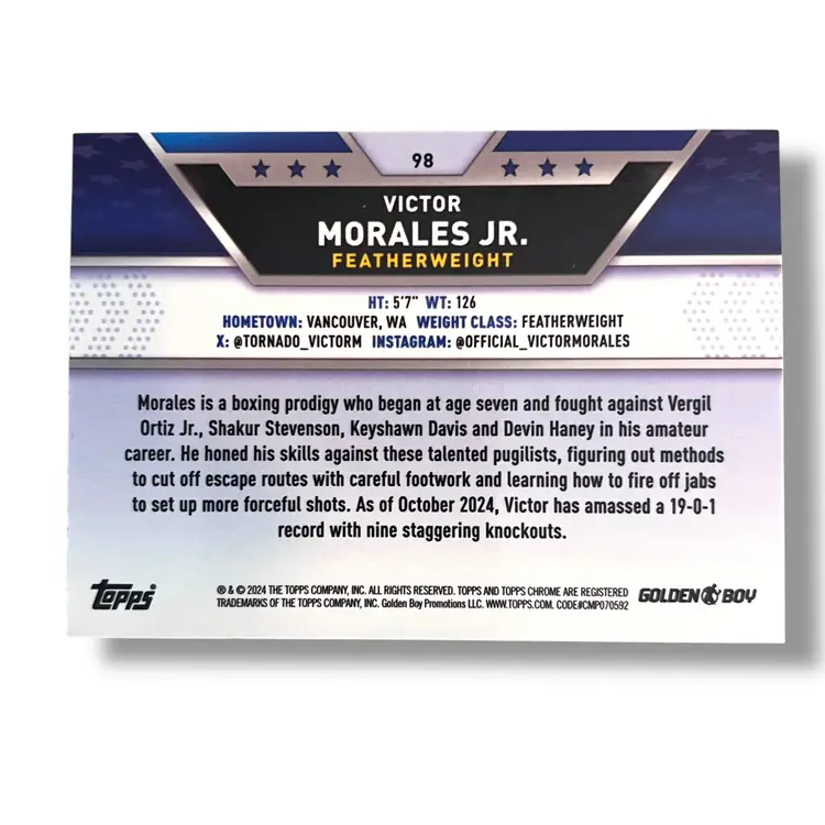 2024 Topps Chrome Boxing Victor Morales Jr. 77/125 Blue Refractor #98