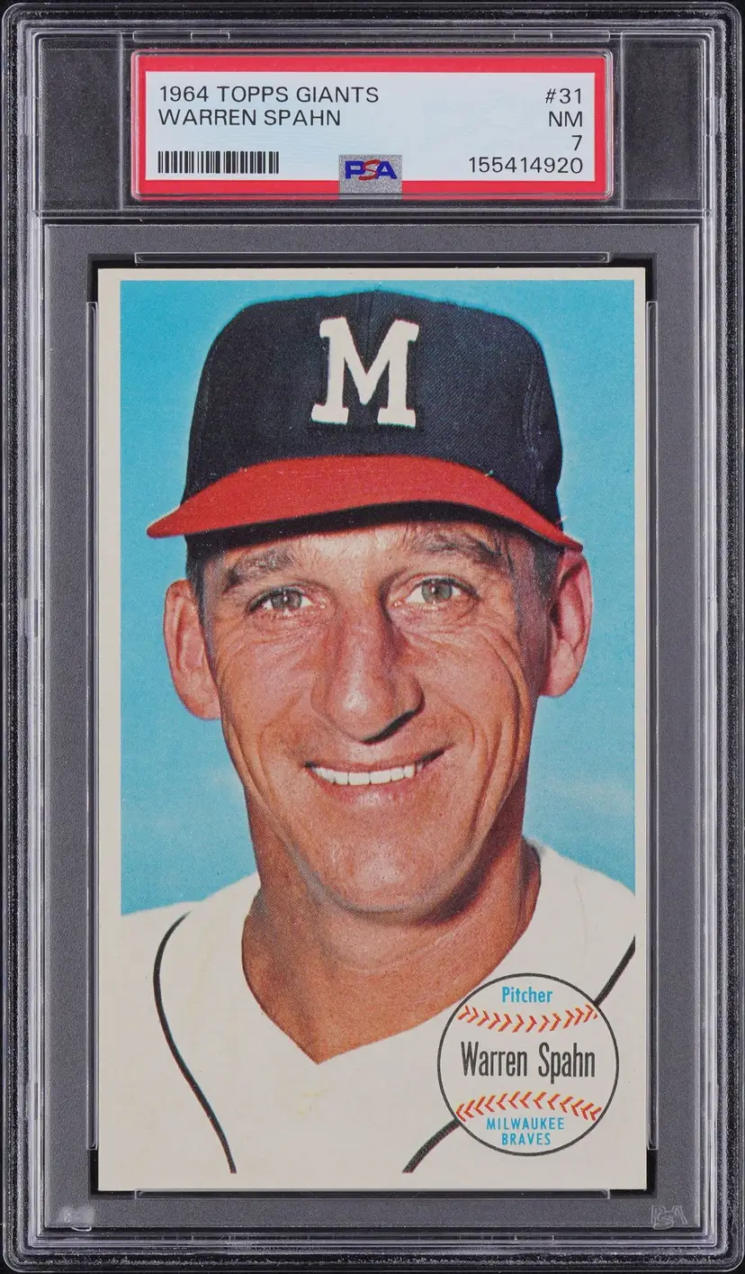 Warren Spahn PSA 7 1964 Topps Giants #31 VERY CLEAN, SHARP - (pk) - Milwaukee Braves