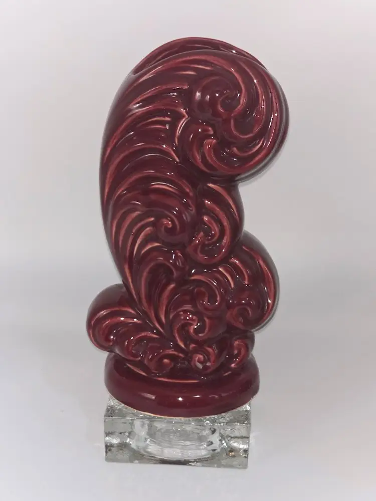 Haeger Burgundy Feather Vase 9"