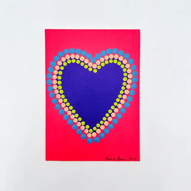 Valentine's Day Heart Dot Painting Purple on Pink