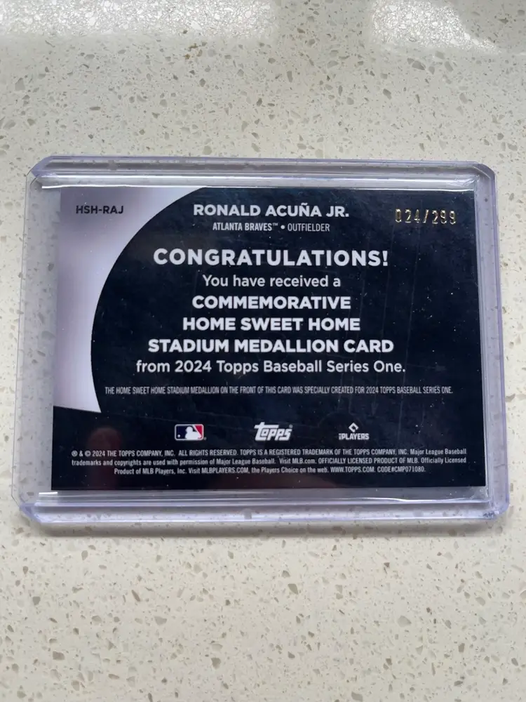 2024 Topps Series 1 Stadium Medallions Ronald Acuna Jr/299