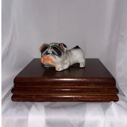 Vintage Bulldog Figurine Box Playing Cards Sealed Trinket Jewelry