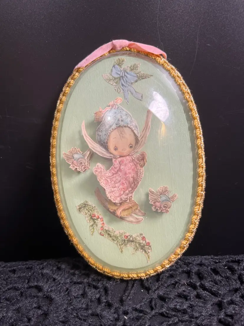 Possibly a hobbiest piece. 3D Picture. Looks Like Betsy Clark Baby Kids (?). Has birds on it. Absolutely Thee Cutest!