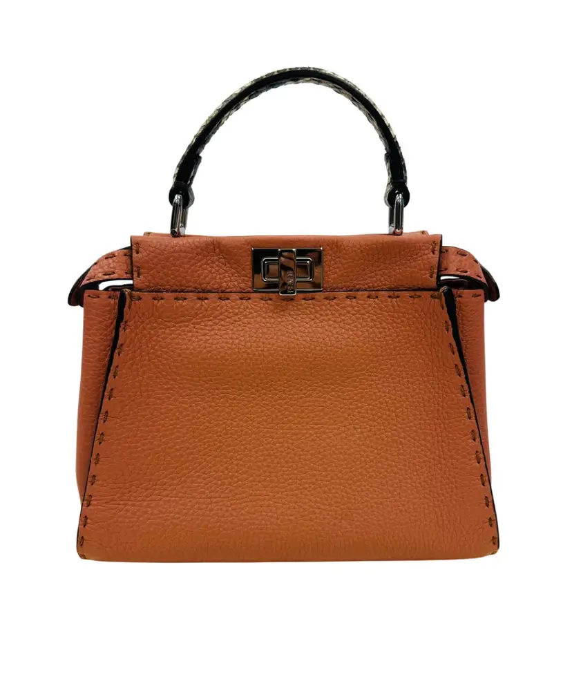 Fendi Terracotta Small  2 Way Peekaboo W/Snack Skin Handle