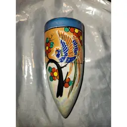 Bird Floral Lusterware Wall Pocket