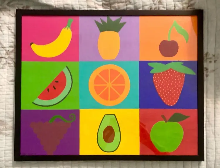 Framed Fruit Painting – 16x20" Original Acrylic Pop Art