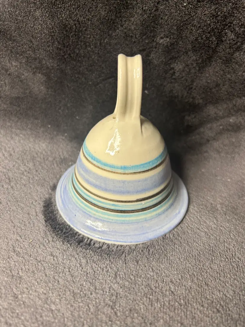 Signed Studio Pottery Art Striped Bell