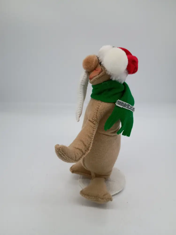 Annalee Silver Sparkle Walrus with Scarf and Santa Hat 9 in #751113
