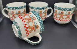Gingerbread folk craft ceramic mugs - Set of 4