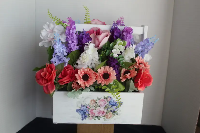 Farmhouse Floral Wood Tote