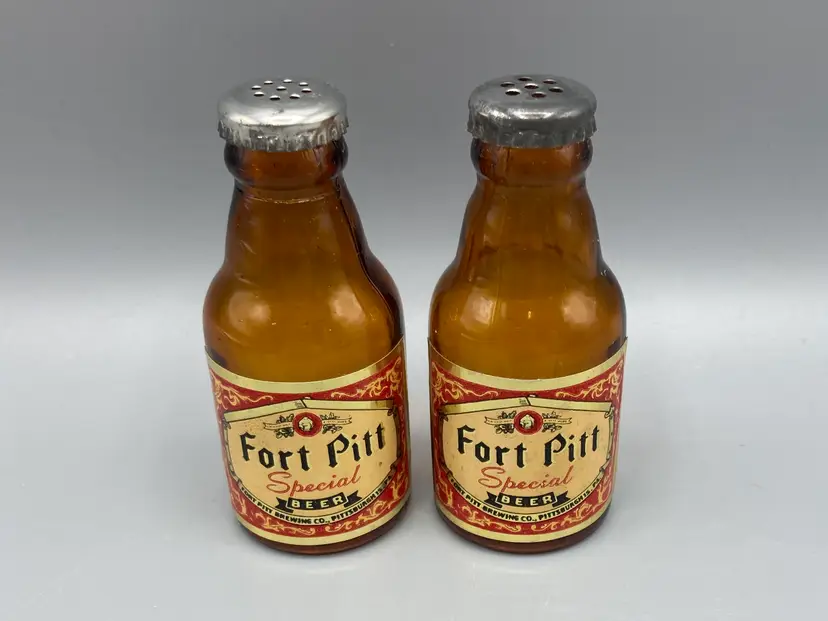 Vintage Glass Fort Pitt Special Beer Pittsburgh PA Salt and Pepper Shakers