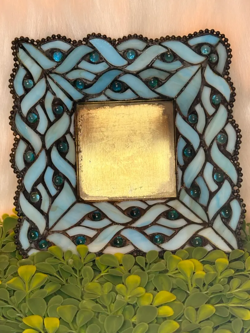 PartyLite Spring Water Tiffany Style Stained Glass Trinket Dish