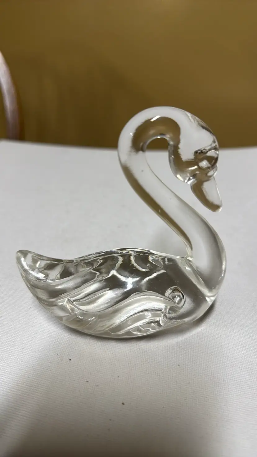 Fenton Swan Figurine clear glass marked
