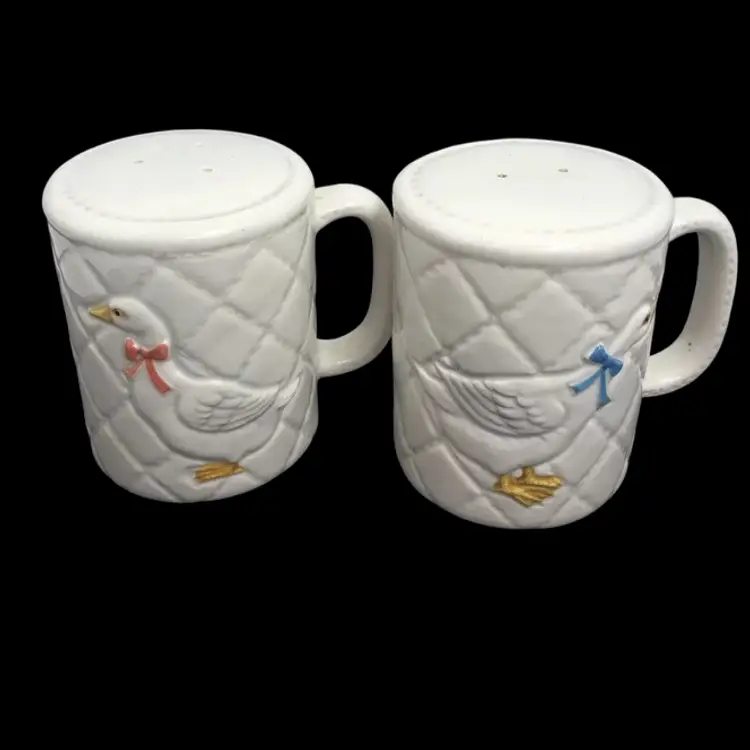 Otagiri Japan White Ceramic Goose Kitchen Salt Pepper Shakers vintage 1980s