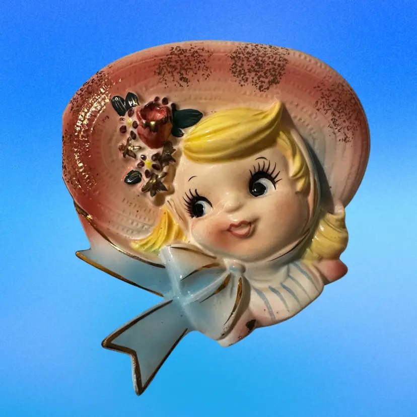 Vintage Lefton ceramic wall pocket