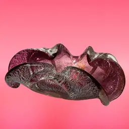 HAND BLOWN ART GLASS Vintage Murano Italy Trinket Dish Ashtray Adventurine Swirls