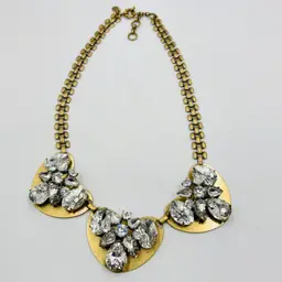J.Crew Gold Tone Crystal  Cluster Statement Necklace Glamorous Runway Maximalist