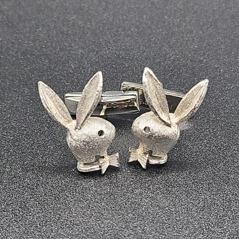 Silver tone Playboy Bunny Cufflinks & Tie Pin