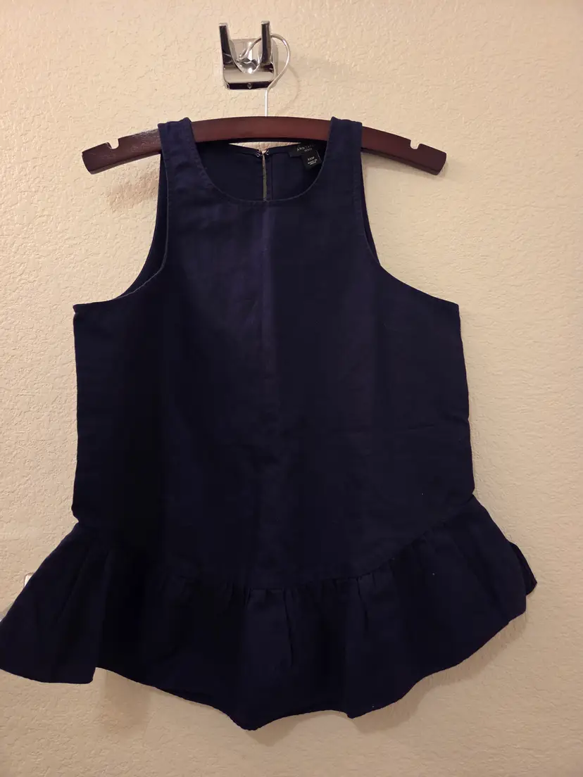 NWOT Navy Ann Taylor Petite XXSP Sleeveless Peplum Top
