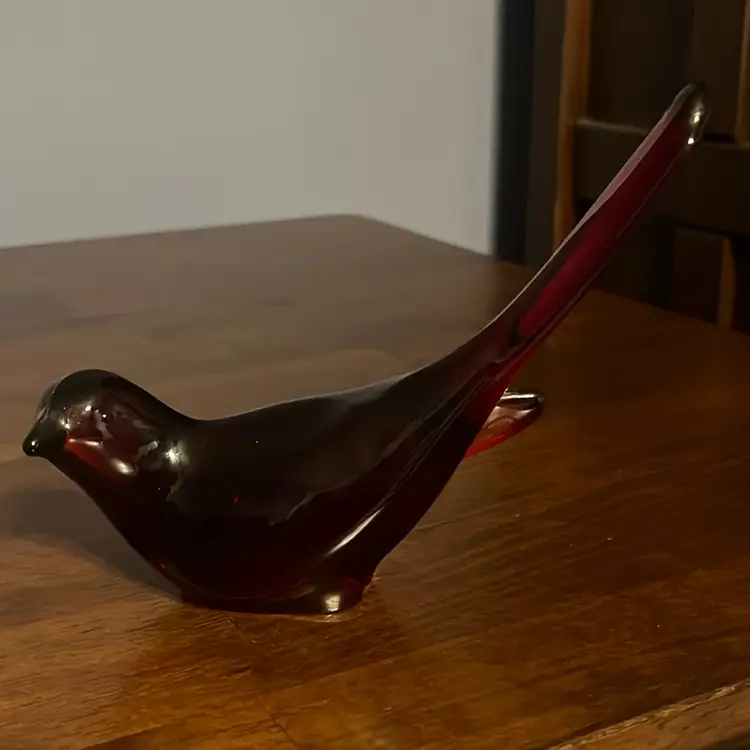 Fenton ruby, red glass, bird of happiness figurine - Mid-Century Modern 5” Tall X 5.5” Wide