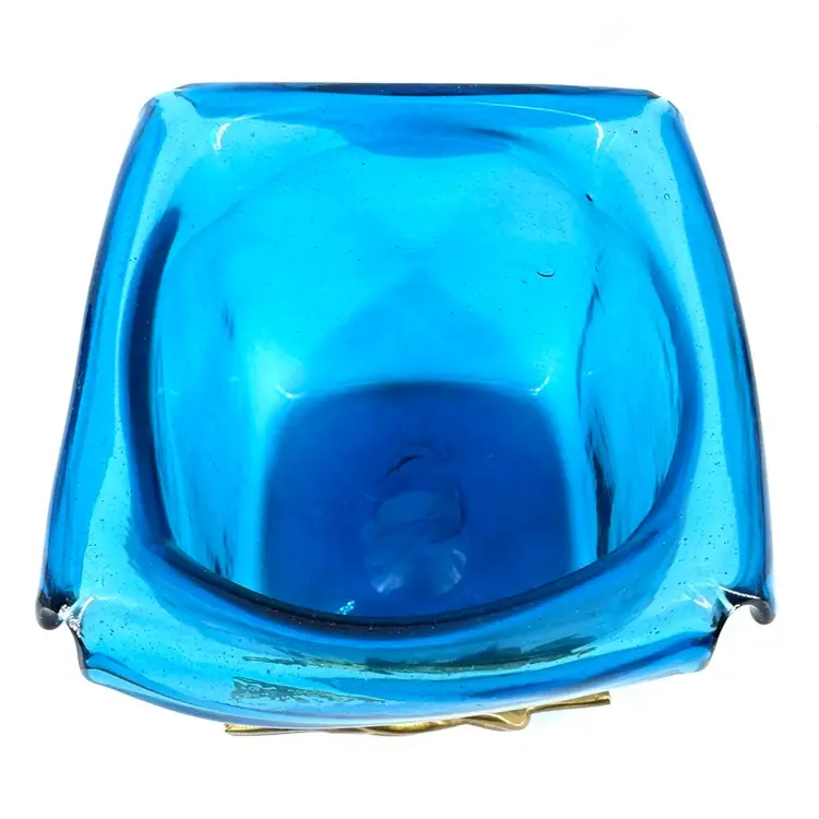 Nautical Ship Knot Blue Blown Glass Vase