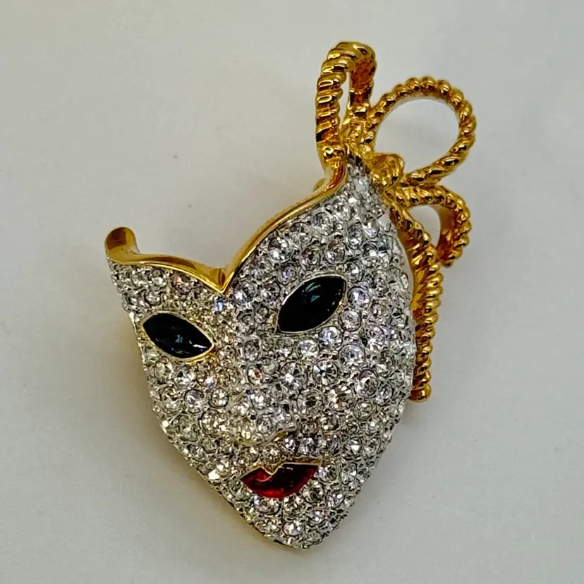 Swarovski Crystal Drama Mask Pin Brooch