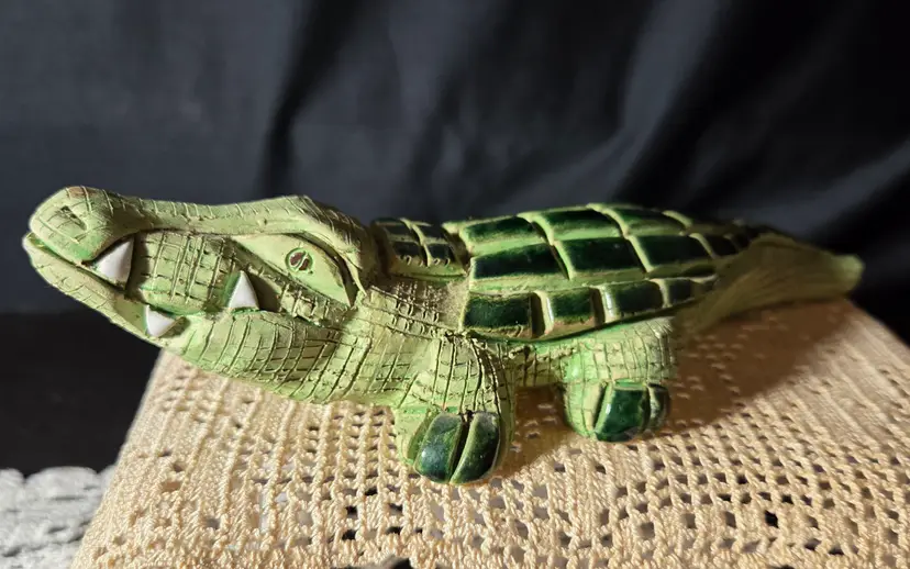 Signed Pottery Alligator