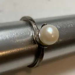 #24 Sterling Silver .925 Solitaire Authentic Pearl Size 7.5