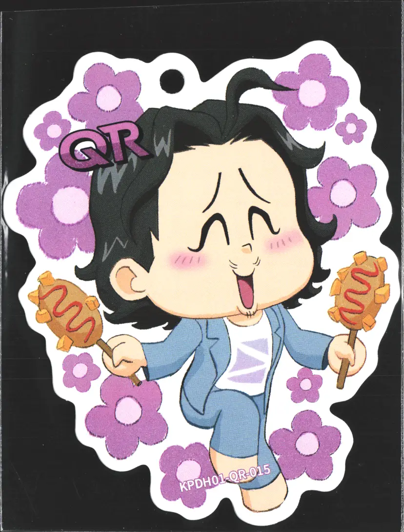 Bobby Chibi Corn Dogs QR Charm Keychain Kayou KPop Demon Hunters Card QR-015