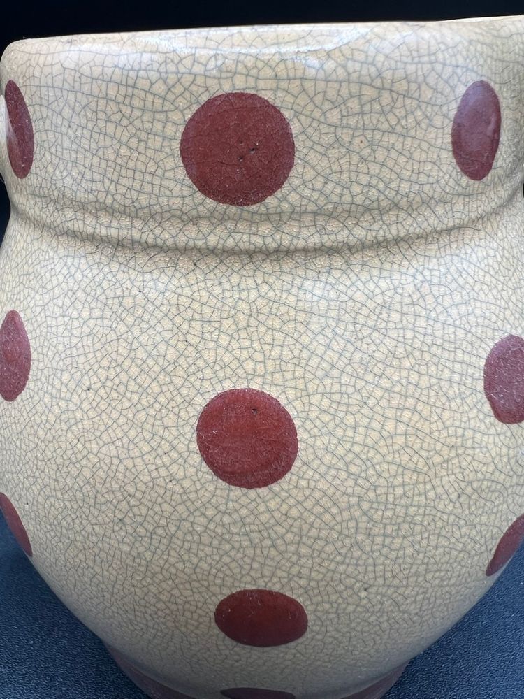 Beautiful Wisconsin Pottery Brown Polka Dots Pitcher