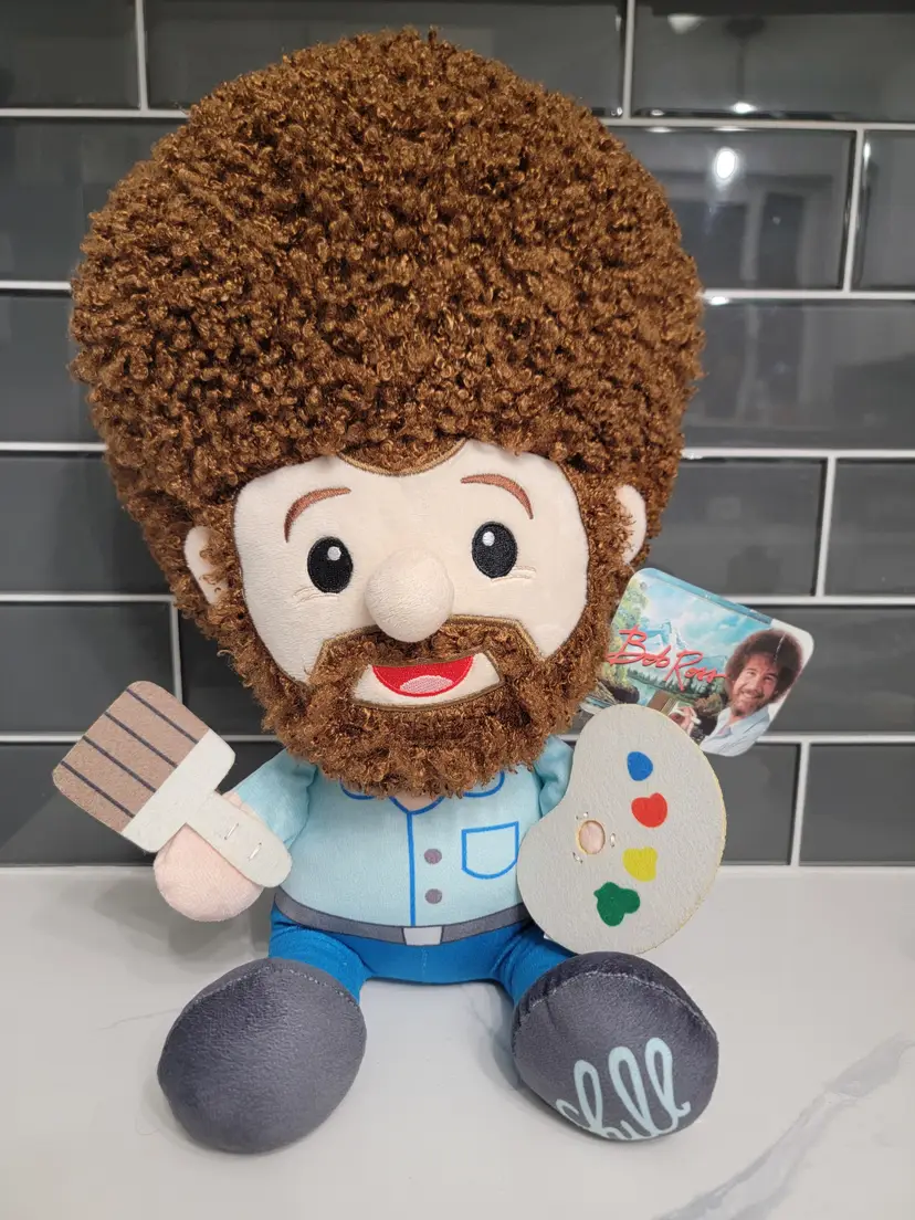 Bob Ross Doll 16" Big Head CHILL Happy Painter Plush Stuffed Toy - Fiesta W/Tag