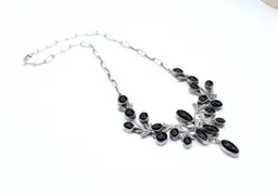 Alice Platero Navajo Onyx sterling silver 16" necklace 30g