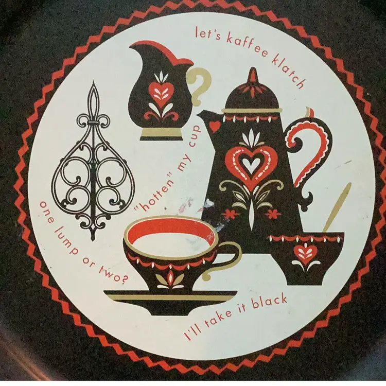 Vintage 1950s Dutch Style Metal Tin Serving Tray - Kaffee Klatch