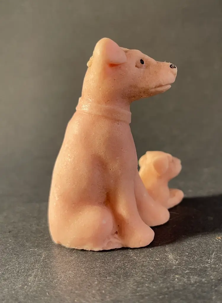 Pink Carnival Prize Stone Dog And Puppy