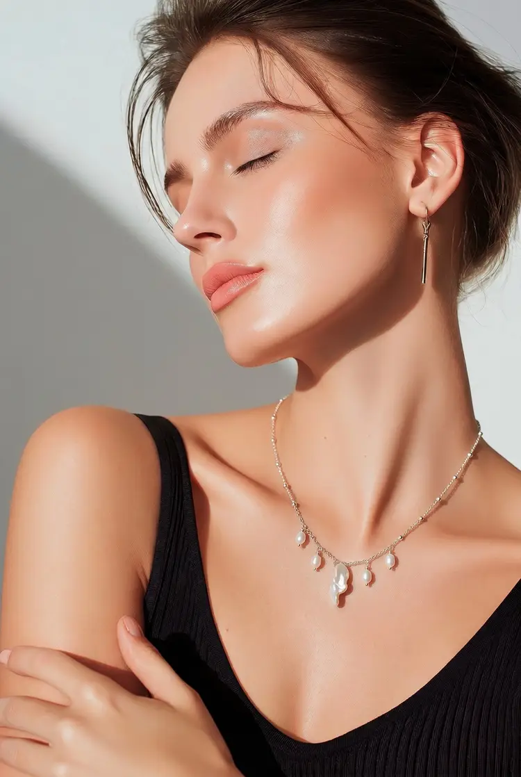 Elegant Freshwater Pearl Necklace on Delicate Silver Chain